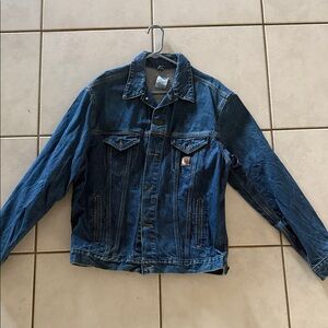Vintage Carhartt Denim Jacket J12 DST USA Workwear Trucker Large Tall